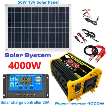 110V/220V päikesepaneel Süsteem 50W päikesepaneel+30A aku Kontroller+4000W 6000W Modified Sine Wave Inverter elektritootmise Komplekt