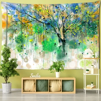 Splash Õlimaal Vaip Seina Riputamise Van Gogh Värviline Puu Bohemian Elutoas Laua Mat Art Home Decor