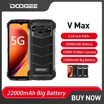 DOOGEE V Max 22000mAh Originaal 5G Karm Telefon 12GB+256GB 6.58 Tolline Android Nutitelefoni 108MP 120Hz 33W kiirlaadimine Mobiiltelefon NFC
