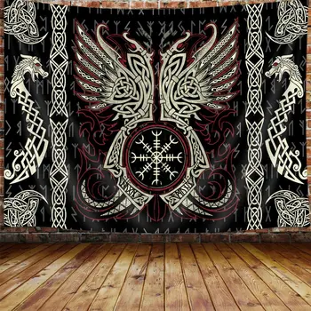 Norse Mythology Viikingid Tapestry Salapärased Iidsed Ruunid Totem Seinavaibad Seina Riputamise Kunst elutuba, Magamistuba Home Decor