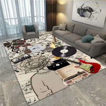 3D Muusika Lint Retro Mustriga Vaip, elutoas Diivan-Voodi Vaip Home Decor Magamistuba, Esik Põranda Matt Lahe Kingitus Sünnipäevaks