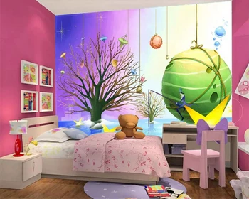 Beibehang Kohandatud taustpildi cartoon laste tuba unistav suur puu taust seina kodu kaunistamiseks poiss, tüdruk ruum 3d tapeet