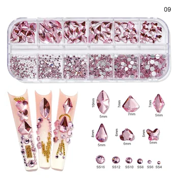 1 Set Box Mitme Suurus AB Värvikas Flatback Kive Kristall Teemant Kalliskivid 3D Glitter Nail Art Luksus Kaunistused KUUM Aksessuaar