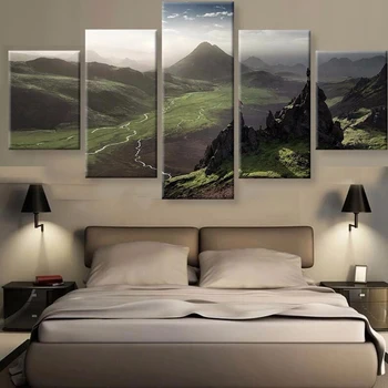 5tk Mägi Maastik Õli Maalid Lõuendil Seina Art Home Decor Modulaarne Plakat Pildid, HD Prindi elutuba Teenetemärgi