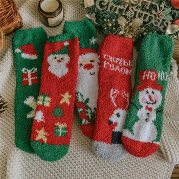 Coral Velvet Jõulud Sokid Talvel Palus Paksenenud Soe Kuu Korrus Sokid Naiste ja Meeste Paaride Magada Sokid Kingitus