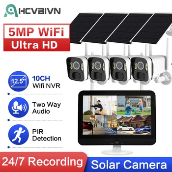 10CH Traadita Ekraani NVR 5MP Wifi Päikese Inimese Tuvastamine videovalve Süsteemi Välise Jälgimise 2 Audio Cctv Kaamera Kit