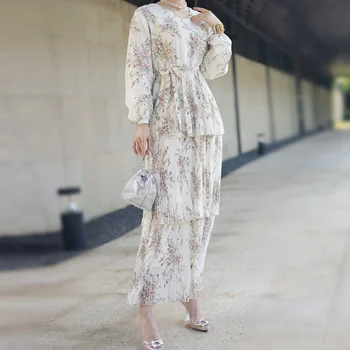 Naiste Abaya Elegantne Pits-up Naiste Kleit Mood Trükkimine Moslemi Kleit Dubai Türgi araabia Islami Riietus Kleit Naistele Rüü