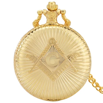 Vintage Kingitus Mehed Naised Kuld Vabamüürlus Masonic G Kvarts Taskukella Araabia Numbritega Dial Kaelakee Ripats Tasku Kella