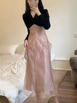 2023 Aasta Sügisel Prantsuse Vintage Velvet Midi Kleit Naine Slim Elegantne Isegi Partei Kleit Naine Ühes Tükis Kleit Korea Fashion Stiilne