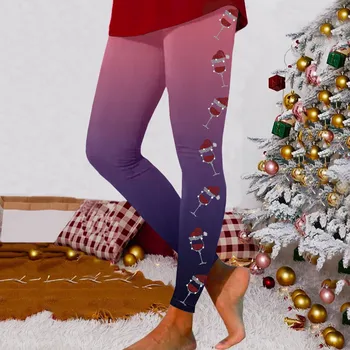 Naiste Vabaaja Mugavuse Jõulud Trükitud Retuusid Treening Püksid Püksid