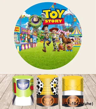Disney Cartoon Toy Story Teema Ring Ringi Tausta Poisid Sünnipäeva Baby Shower Teenetemärgi Silindri Taustaga Rekvisiidid