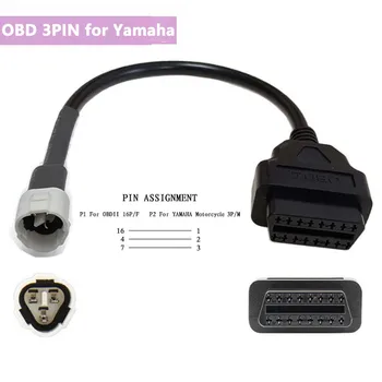 OBD2 16PIN Emane Pistik Yamaha 3pin OBD Mootorratta 3-pin Veduri Diagnostika Extention Adapter Line Yamaha Mootorratas