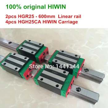 HGR25 HIWIN lineaarne raudtee: 2 tk 100% originaal HIWIN raudtee HGR25 - 600mm Lineaarne raudtee + 4tk HGH25CA Vedu CNC osad