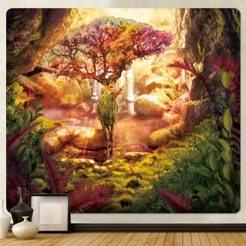 Magic Forest Elf Psühhedeelne Stseeni Home Art Deco Vaip, Bohemian Teenetemärgi Wall Mount Tarot Jooga Matt Magamistoa Seina Kaunistamiseks