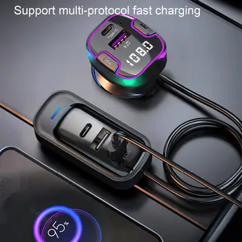 15w autolaadija Kiire Tasuta Auto Laadija Multi-port Auto Laadija koos Led Ümbritseva Valguse Kiire Laadimine Bluetooth Audio Esi