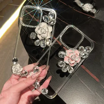 3D-Bling Diamond Camellia Lill Glitter Crystal Telefoni Puhul Xiaomi Redmi9A 9C Note8 9Pro Note10S Note11 Pro 12Pro Kate