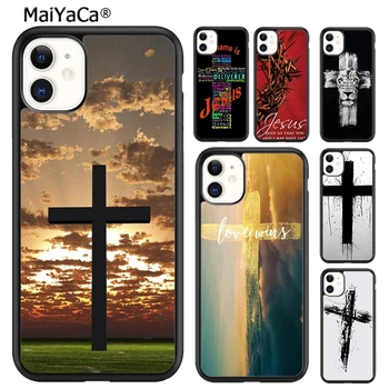 MaiYaCa Kristlik Jeesuse Risti Must Plastik Telefon Case For iphone SE2020 15 14 6 7 8 plus XR, XS 11 12 13 pro max Katte coque
