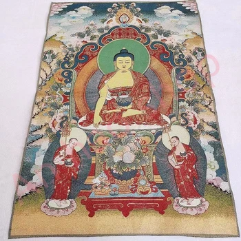 Tantra Thangka, siid brocade maali, Buddha Sakyamuni, peen kodu kaunistamiseks, soodne