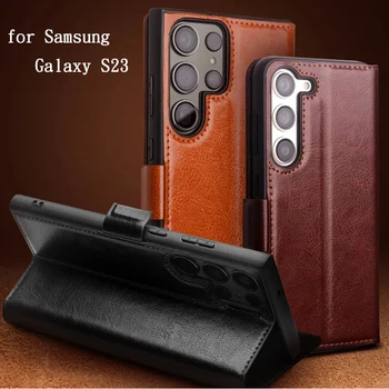 Ehtne Nahk Case for Samsung Galaxy S23 Ultra 5G Carcasa Äri Magnet Klapp Fundas Galaxy S23/S23+ S23Plus 5G Coque