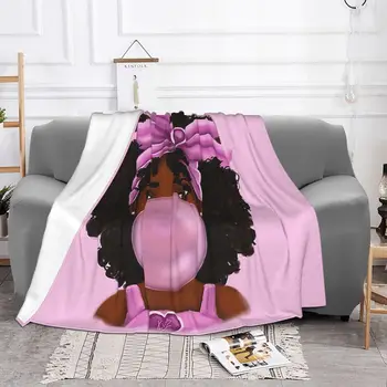 Cartoon Must Aafrika Tüdruk Fliis Tekk Sügis/Talv Armas Multi-funktsioon Super Soe Viska Tekk Diivan Office voodikatted (Päevatekid)